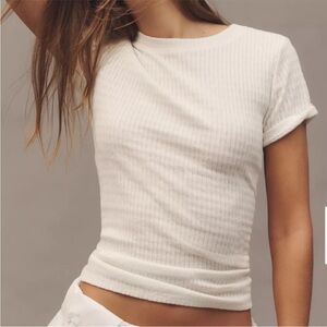 Pilcro Short Sleeve Crewneck Top - White